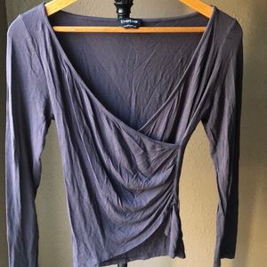 Bebe Slate Long Sleeve Wrap Blouse